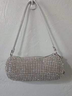 Silver Rhinestone Baguette Shoulder Bag Y2K McBling Bratz Inspo Party